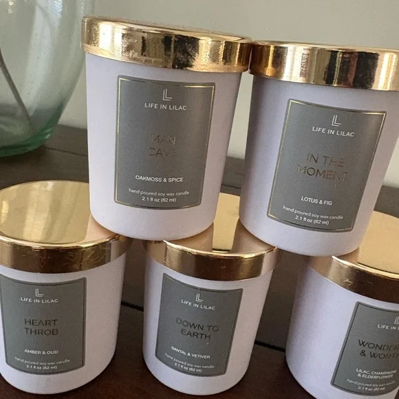 Life in Lilac Scented Candle Set with Gold Lids - Picture 2 of 2